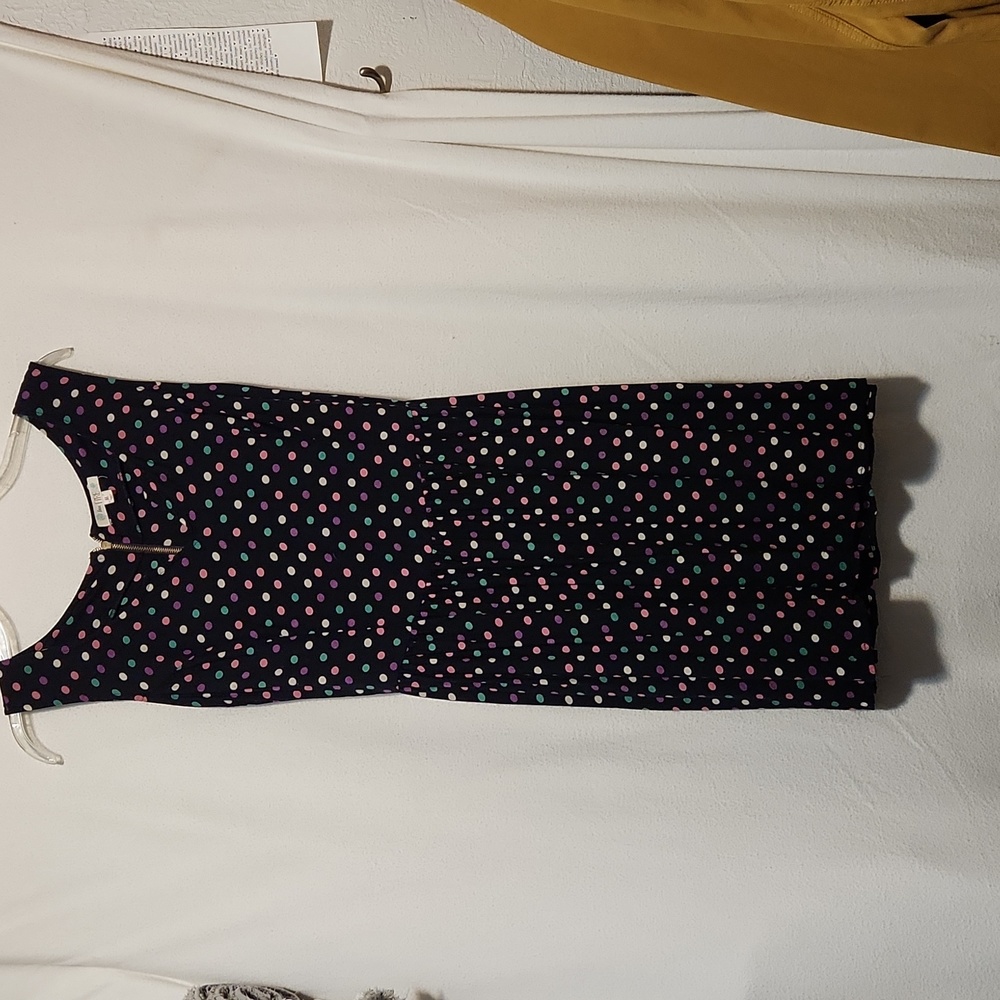 Navy polka-dot mini dress